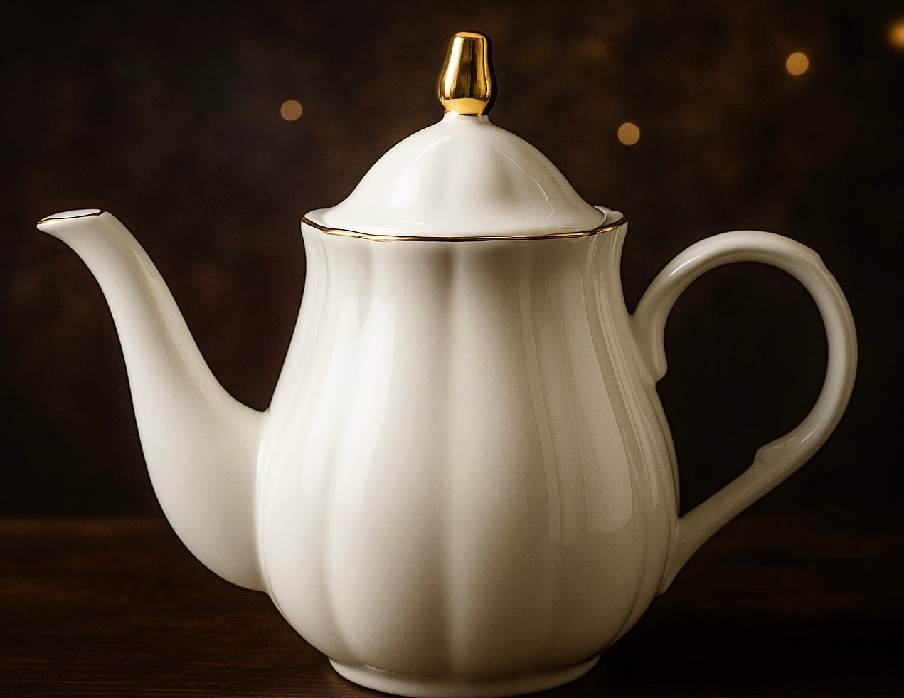 BTat Porcelain Teapot with Stainless Steel Infuser