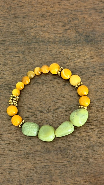 Jade, Golden Tiger Eye and Yellow Mookaite Bracelet