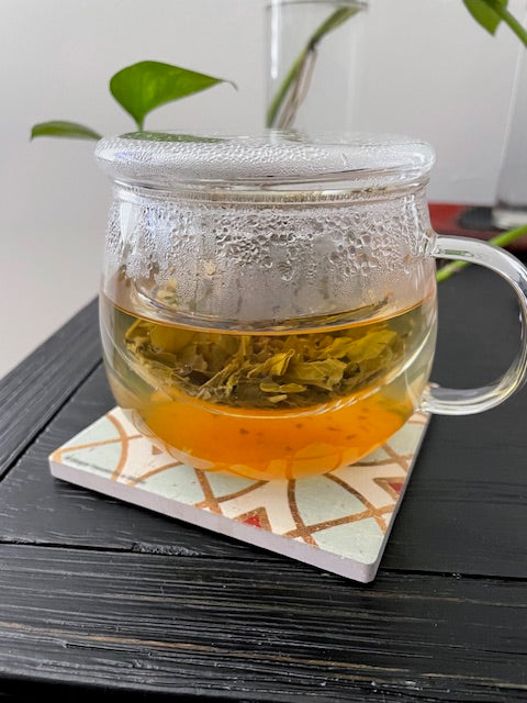 Clear Glass Tea Cup with Infuser and Lid, Borosilicate Large