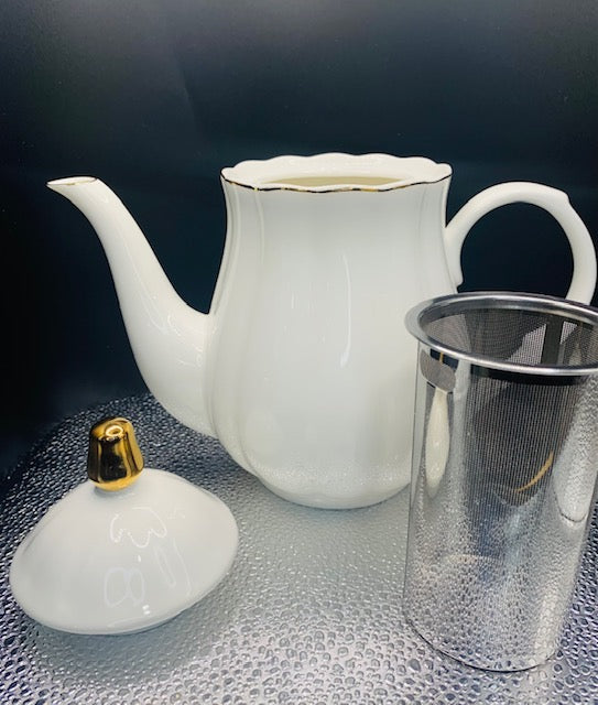 BTat Porcelain Teapot with Stainless Steel Infuser