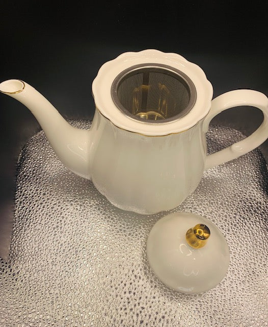 BTat Porcelain Teapot with Stainless Steel Infuser